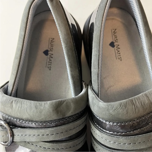 Nurse Mates Womens Nursing Shoes Dark Gray Patent Style Slip On Clog Size 7M - Picture 5 of 9
